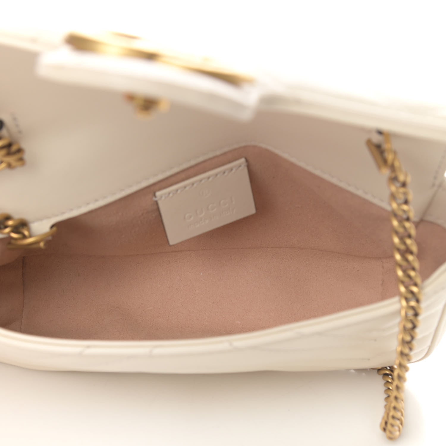 Gucci Calfskin Matelasse Super Mini GG Marmont Shoulder Bag White 5 of 10