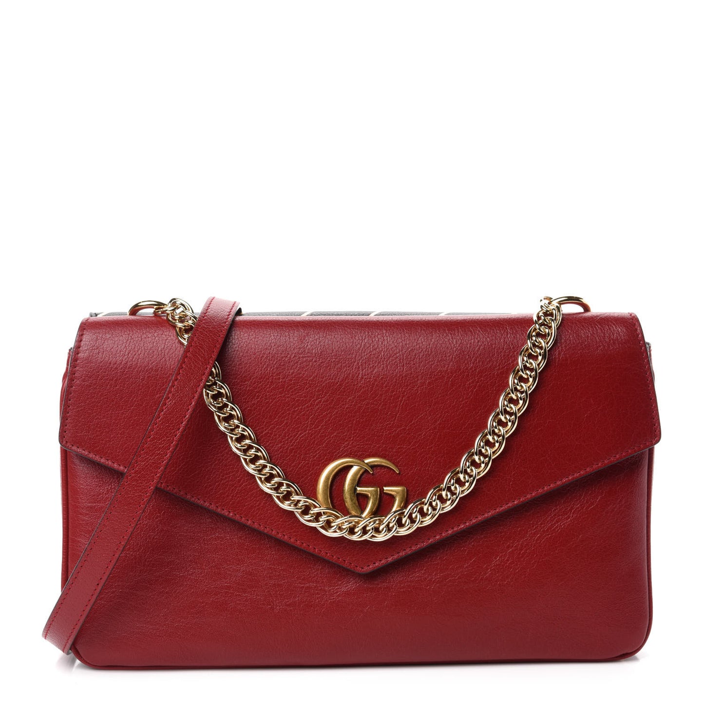 Calfskin Diagonal GG Medium Thiara Double Envelope Shoulder Bag Black Red