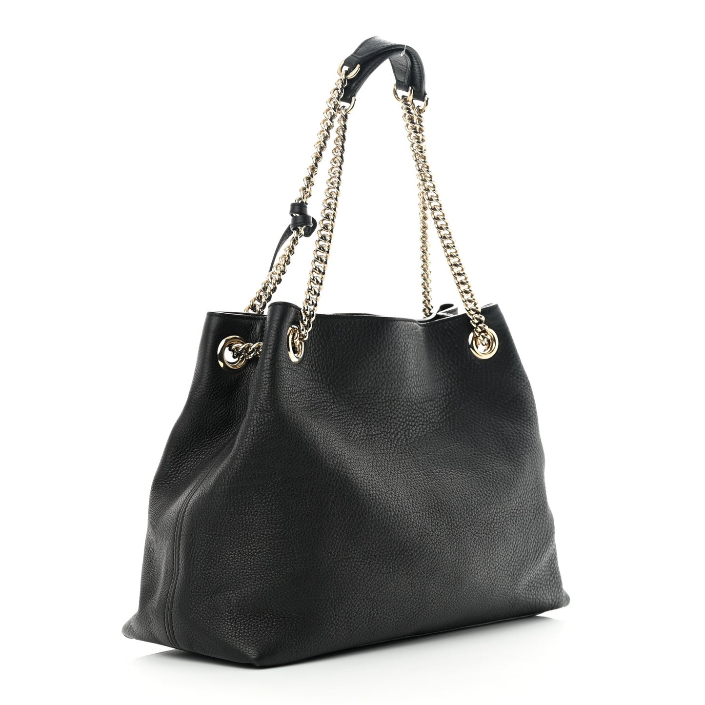 Pebbled Calfskin Medium Soho Chain Shoulder Bag Black