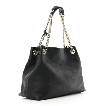 Gucci Pebbled Calfskin Medium Soho Chain Shoulder Bag Black 3 of 11