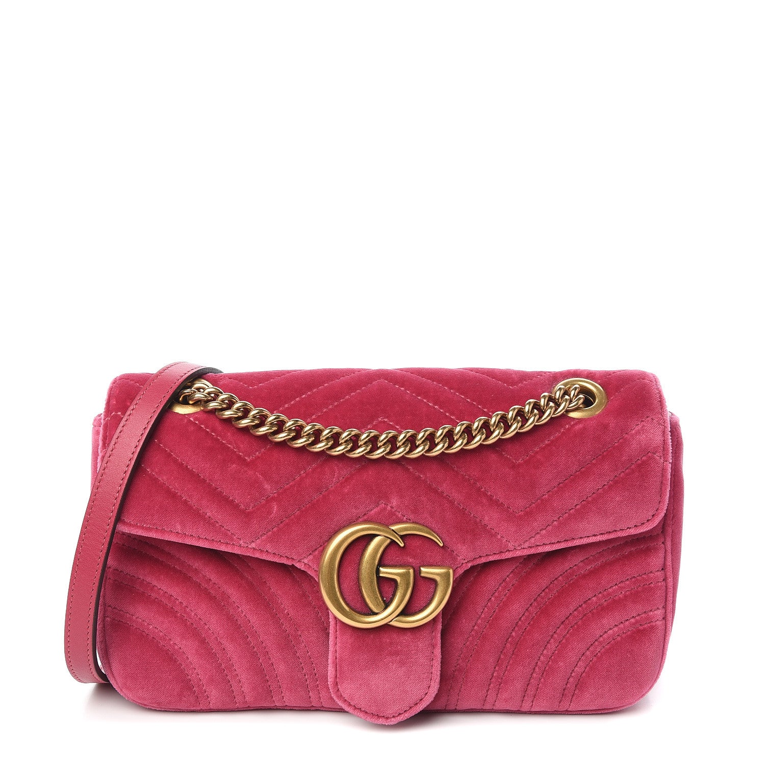 Gucci Velvet Matelasse Small GG Marmont Shoulder Bag Light Raspberry Rose 1 of 8