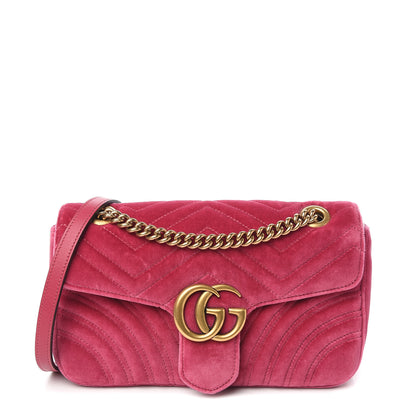 Gucci Velvet Matelasse Small GG Marmont Shoulder Bag Light Raspberry Rose 1 of 8