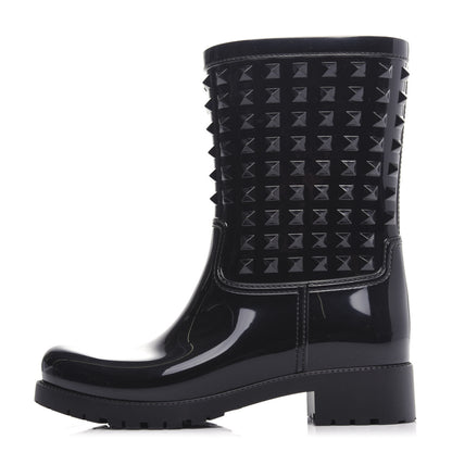 Valentino Garavani Rubber Rockstud Short Rainboots 40 Black 1 of 9