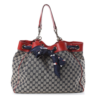 Gucci Monogram Large Positano Tote Navy Red 1 of 8