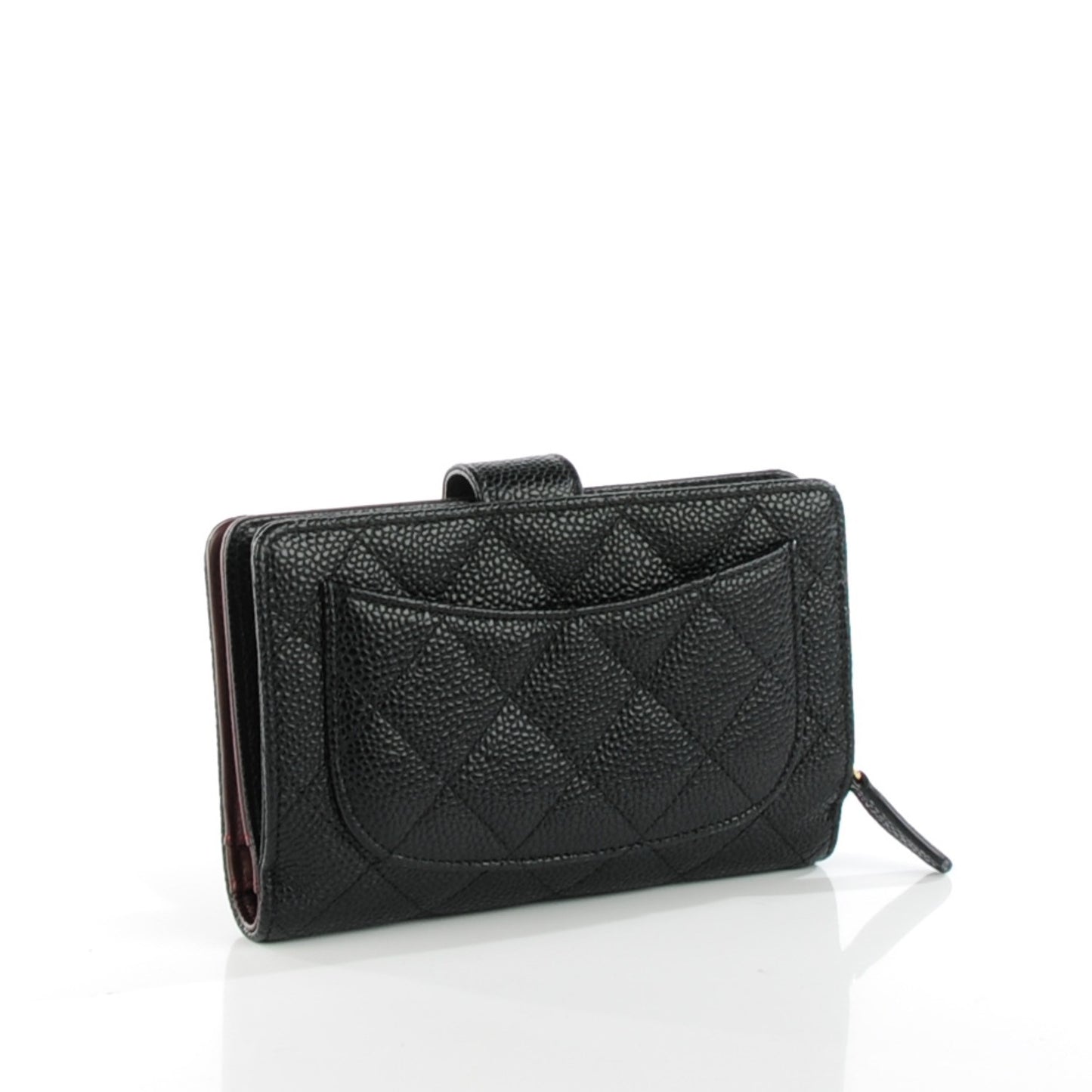 Caviar Quilted Zipped Pocket Wallet Black
