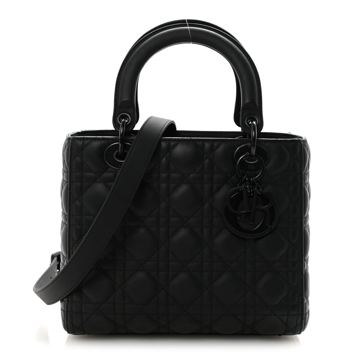 Ultra Matte Calfskin Cannage Medium Lady Dior Black