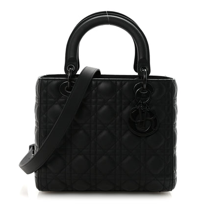 Christian Dior Ultra Matte Calfskin Cannage Medium Lady Dior Black 1 of 9