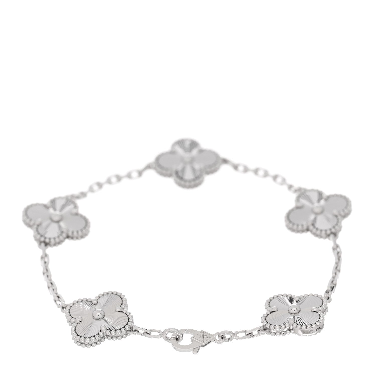 Van Cleef & Arpels 18K White Gold 5 Motifs Guilloche Vintage Alhambra Bracelet 2 of 4