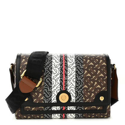 Burberry E-Canvas Monogram Stripe Note Crossbody Bag Bridle Brown 1 of 10