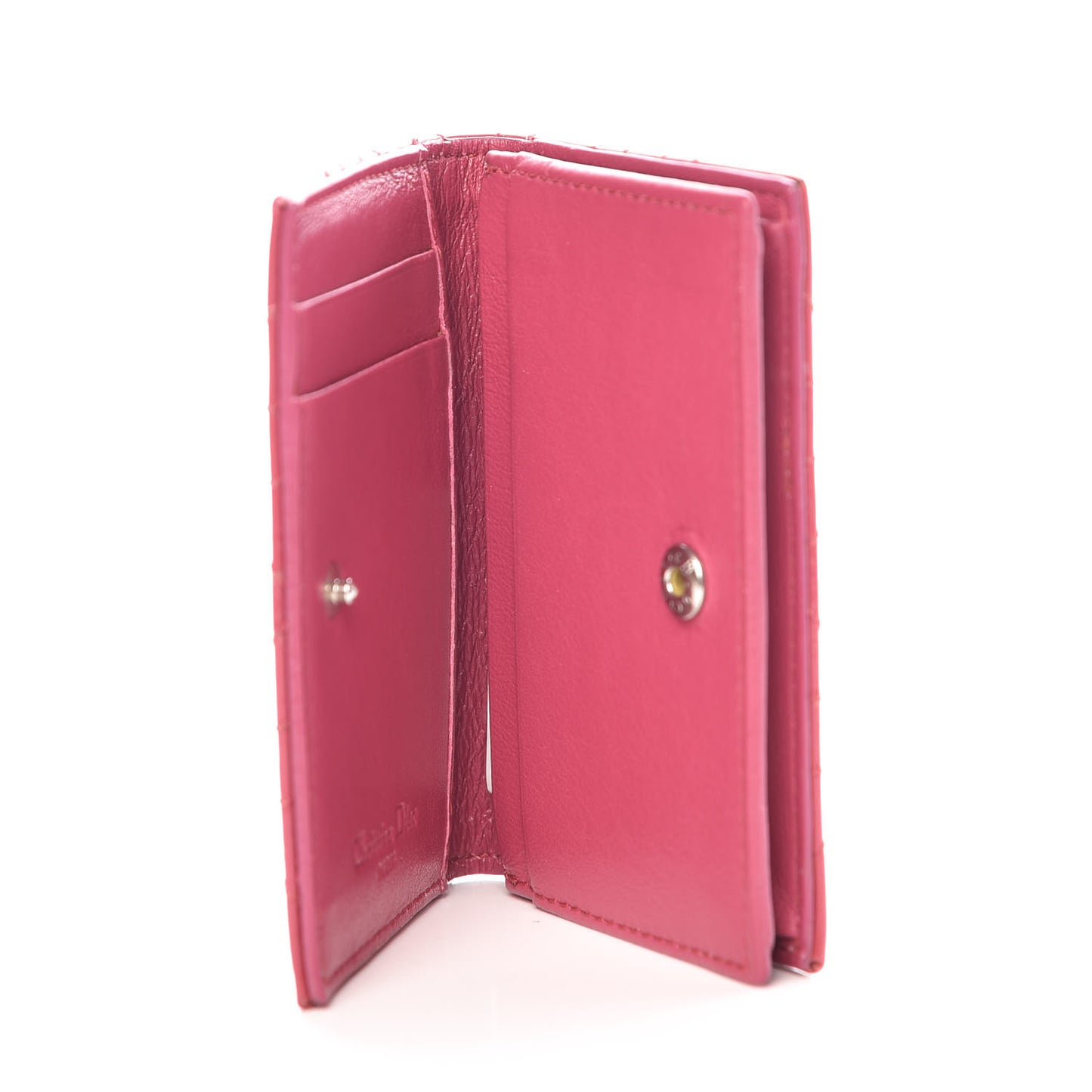 Patent Cannage Small Lady Dior Flap Card Holder Framboise