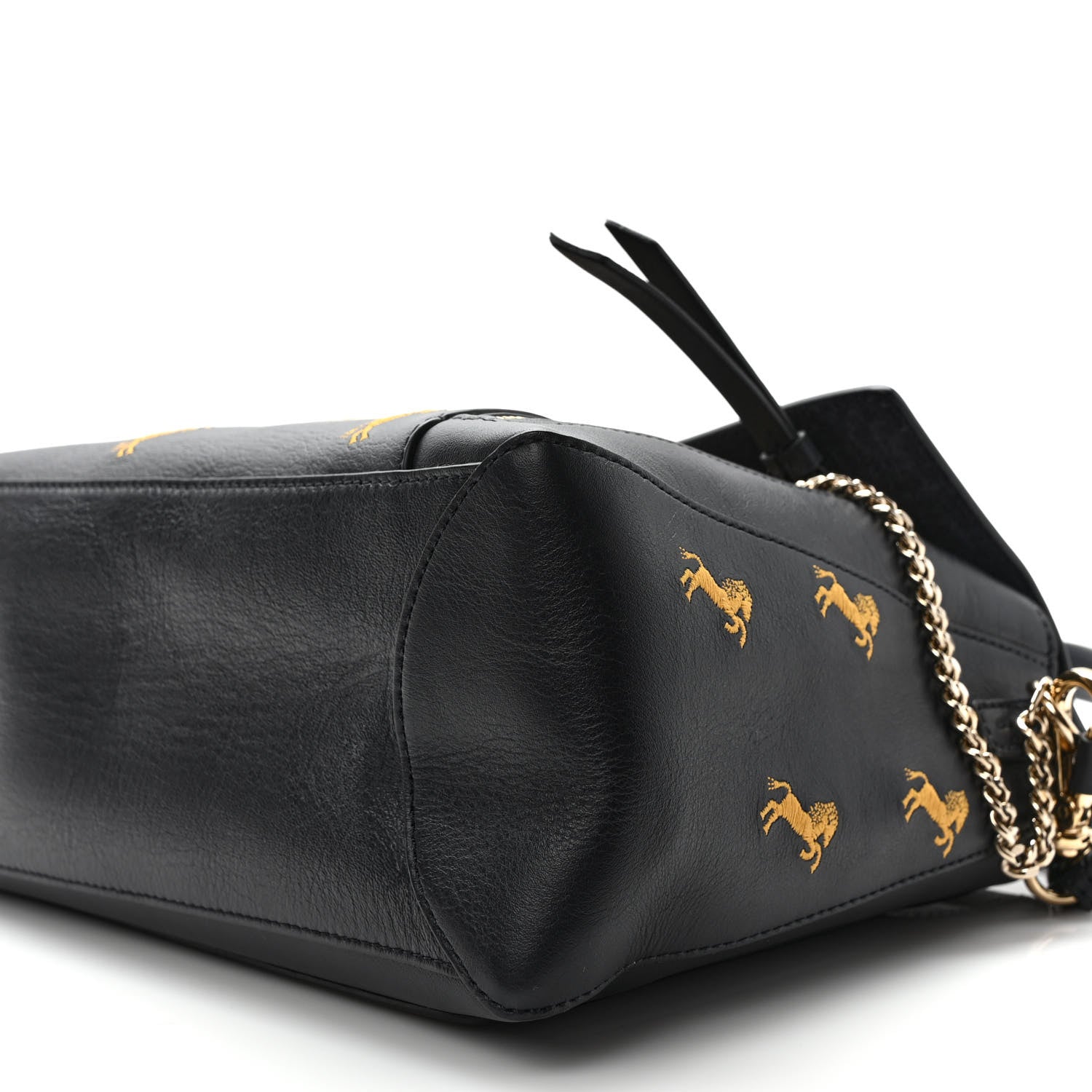 Chloe Smooth Calfskin Little Horses Embroidered Medium Faye Day Shoulder Bag Full Blue 8 of 9