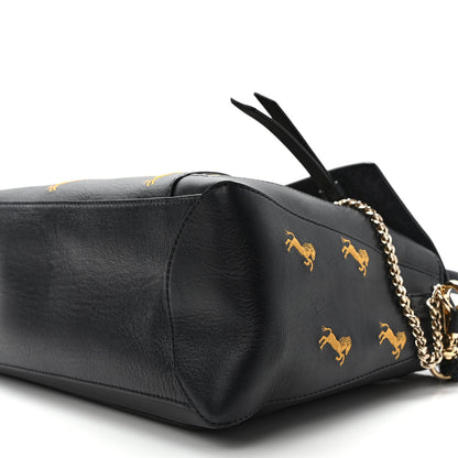 Chloe Smooth Calfskin Little Horses Embroidered Medium Faye Day Shoulder Bag Full Blue 8 of 9