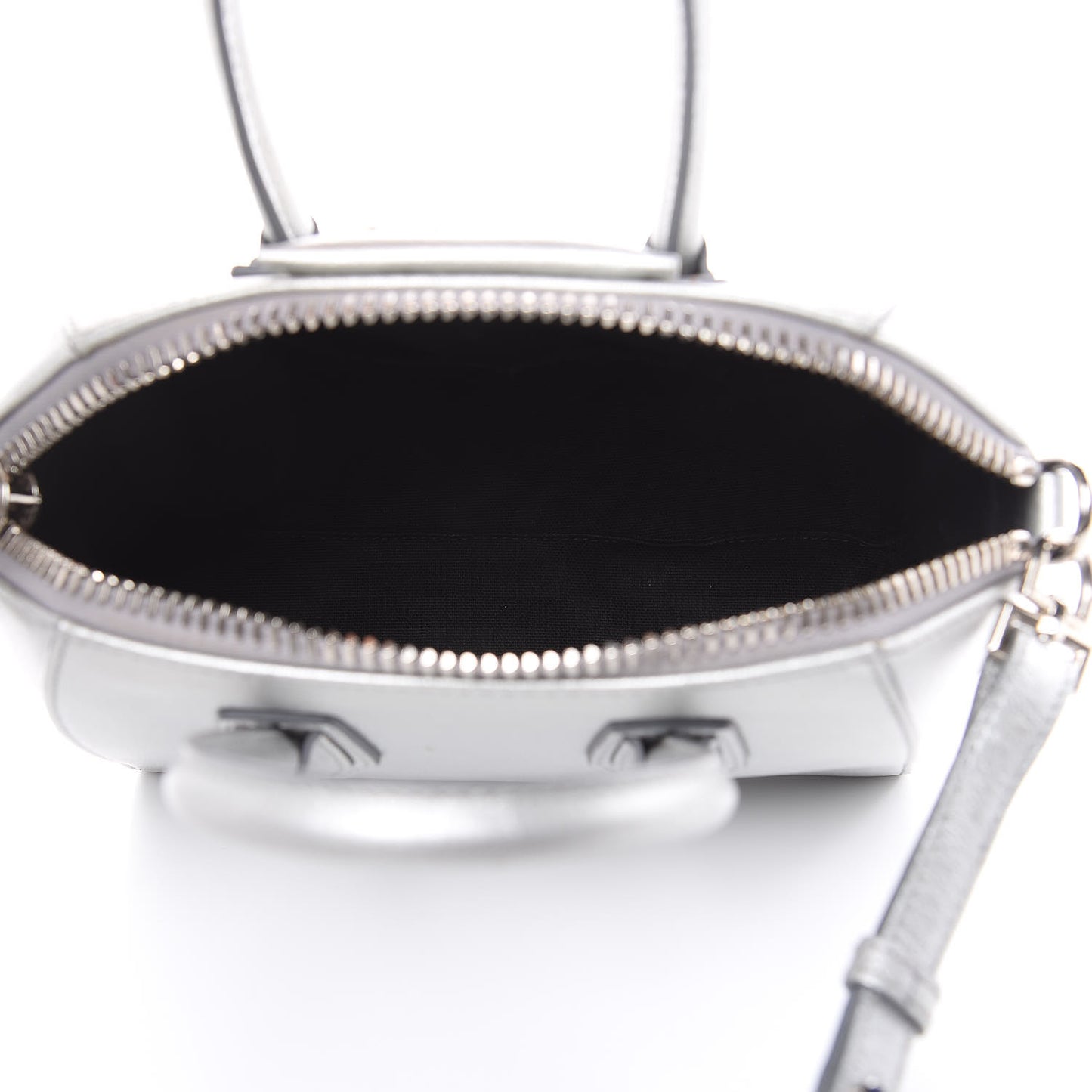 Metallic Sugar Goatskin Mini Antigona Silver