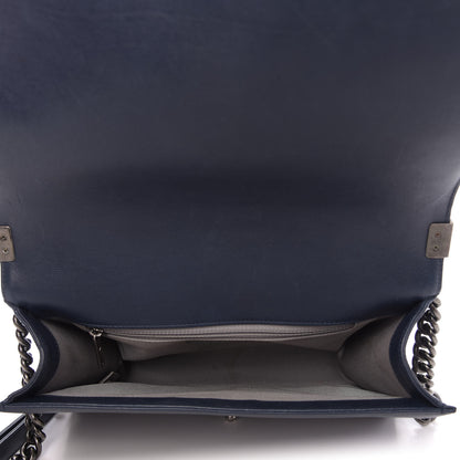 Chanel Calfskin Double Stitch New Medium Boy Flap Navy Blue 5 of 9