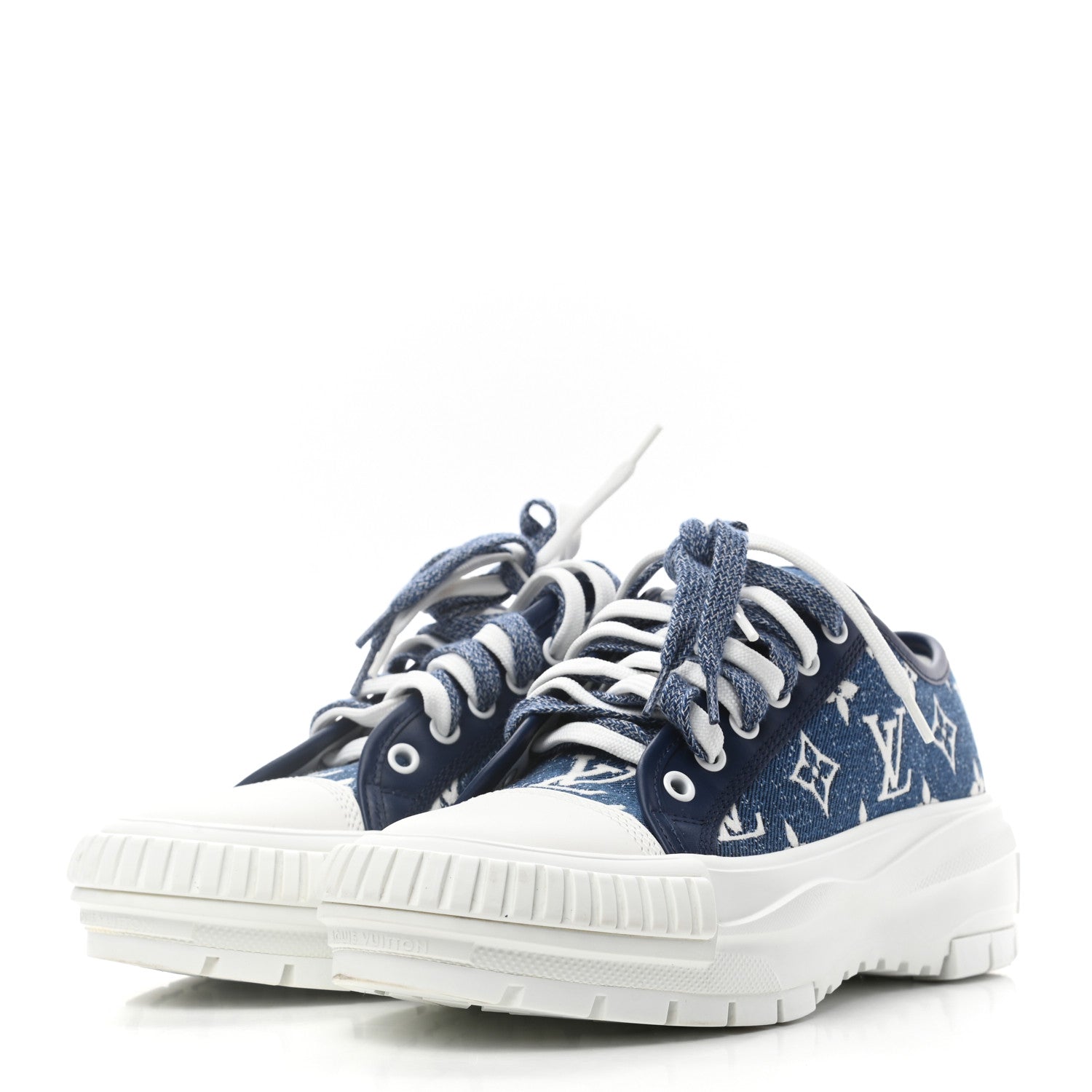 Louis Vuitton Denim Monogram Squad Sneakers 37 Marine 3 of 10