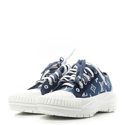 Louis Vuitton Denim Monogram Squad Sneakers 37 Marine 3 of 10