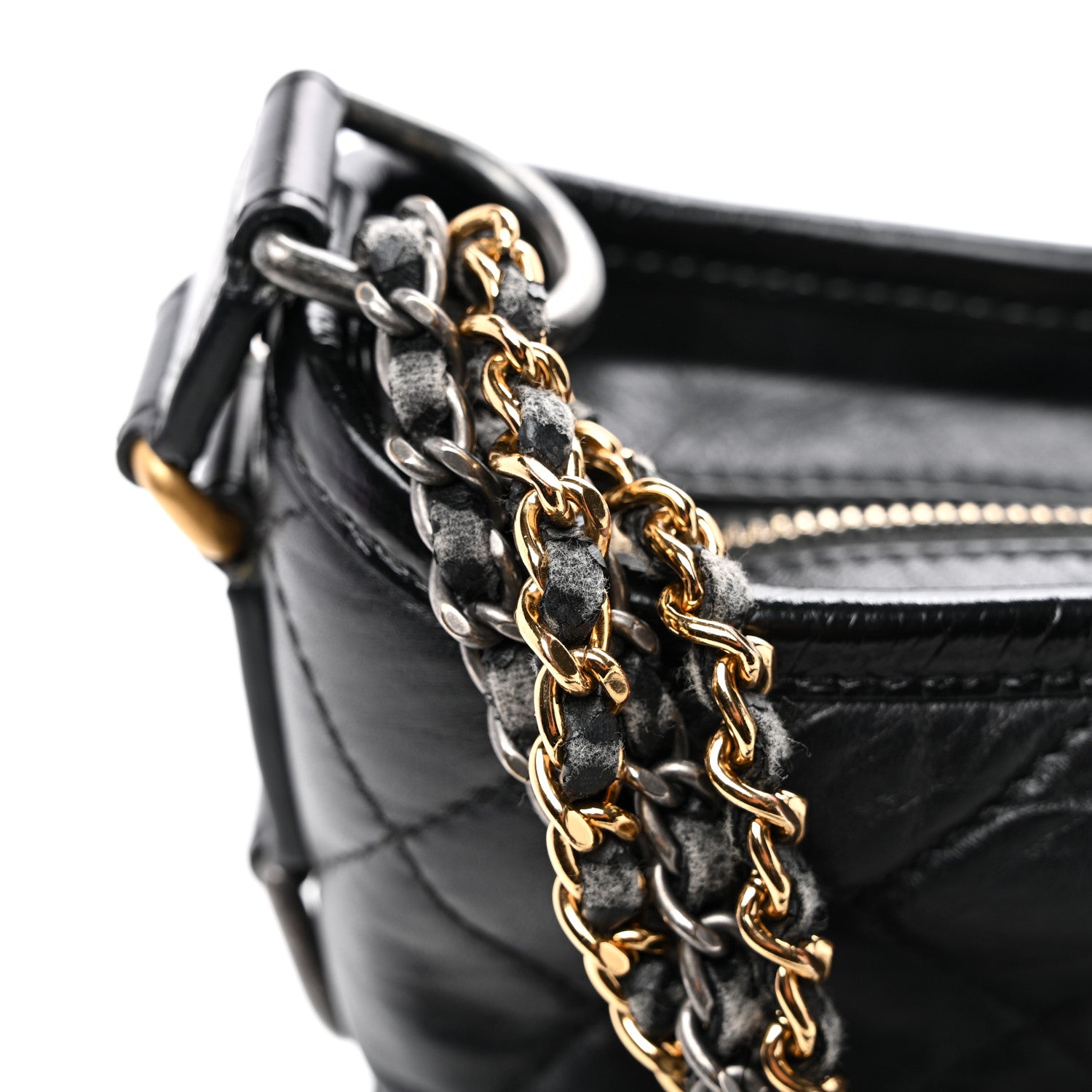 Chanel Aged Calfskin Quilted Small Gabrielle Hobo Black 10 of 12
