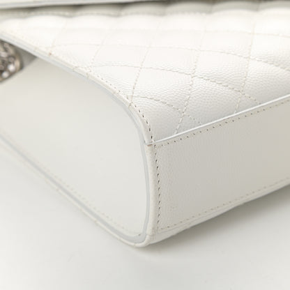Saint Laurent Grain De Poudre Textured Mixed Matelasse Medium Triquilt Monogram Satchel Blanc Vintage 12 of 21