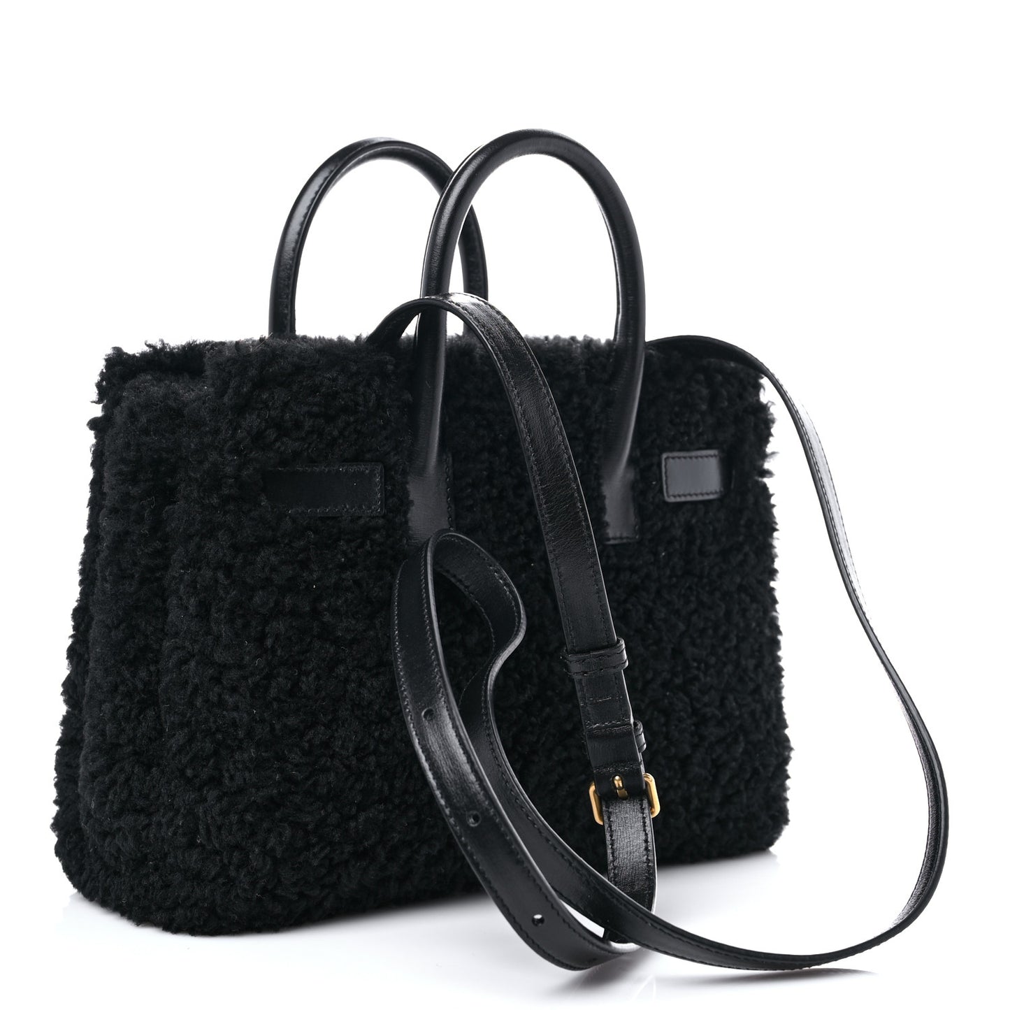 Shearling Nano Sac De Jour Black