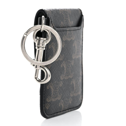 Celine Triomphe Canvas Keyring Flat Card Holder Black 3 of 7