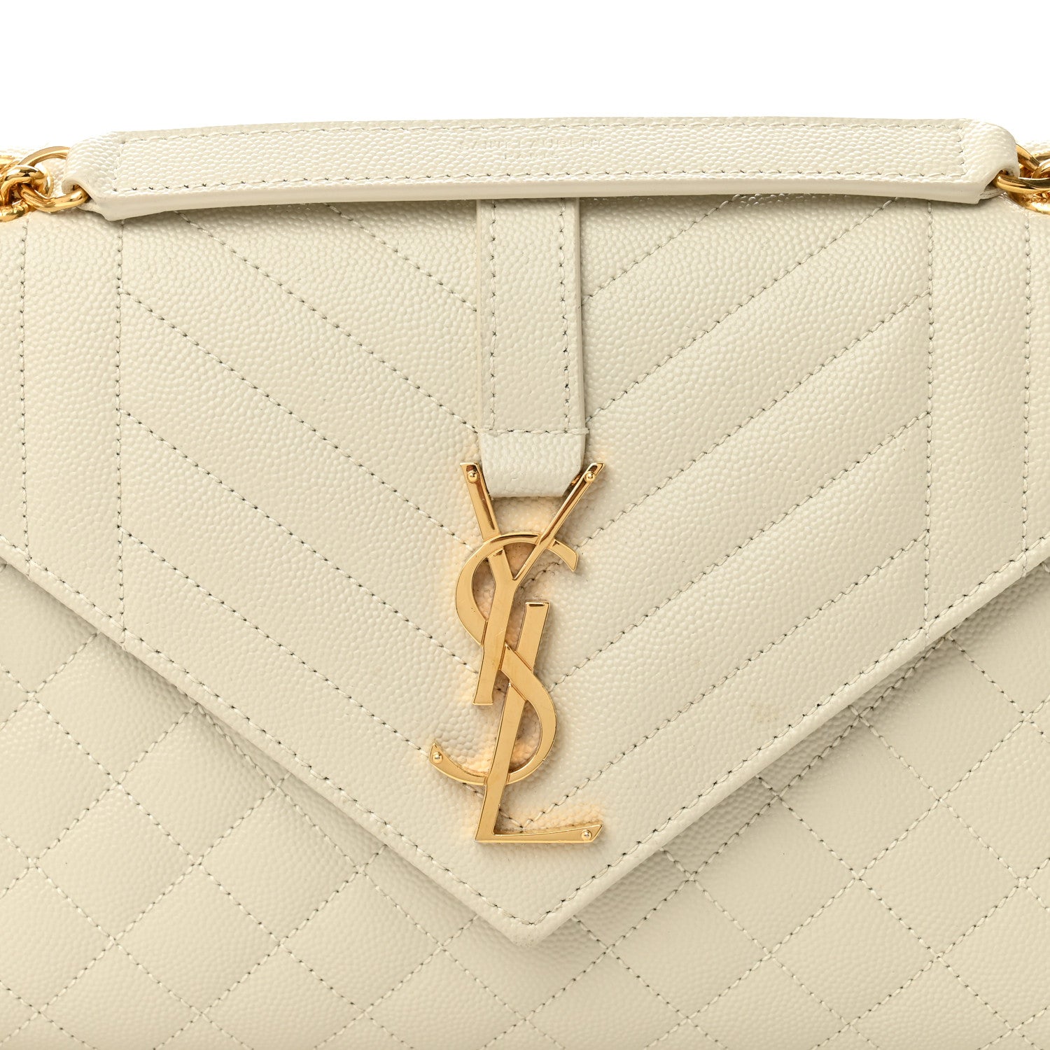 Saint Laurent Grain De Poudre Textured Mixed Matelasse Medium Triquilt Monogram Satchel Crema Soft 7 of 9