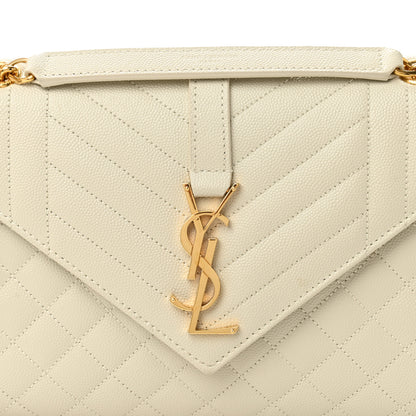 Saint Laurent Grain De Poudre Textured Mixed Matelasse Medium Triquilt Monogram Satchel Crema Soft 7 of 9
