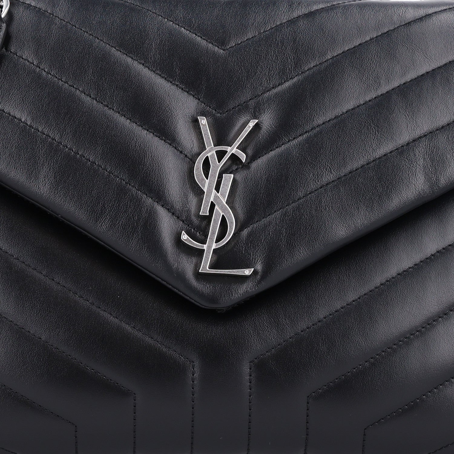 Saint Laurent Calfskin Y Quilted Monogram Medium Loulou Chain Satchel Black 9 of 11