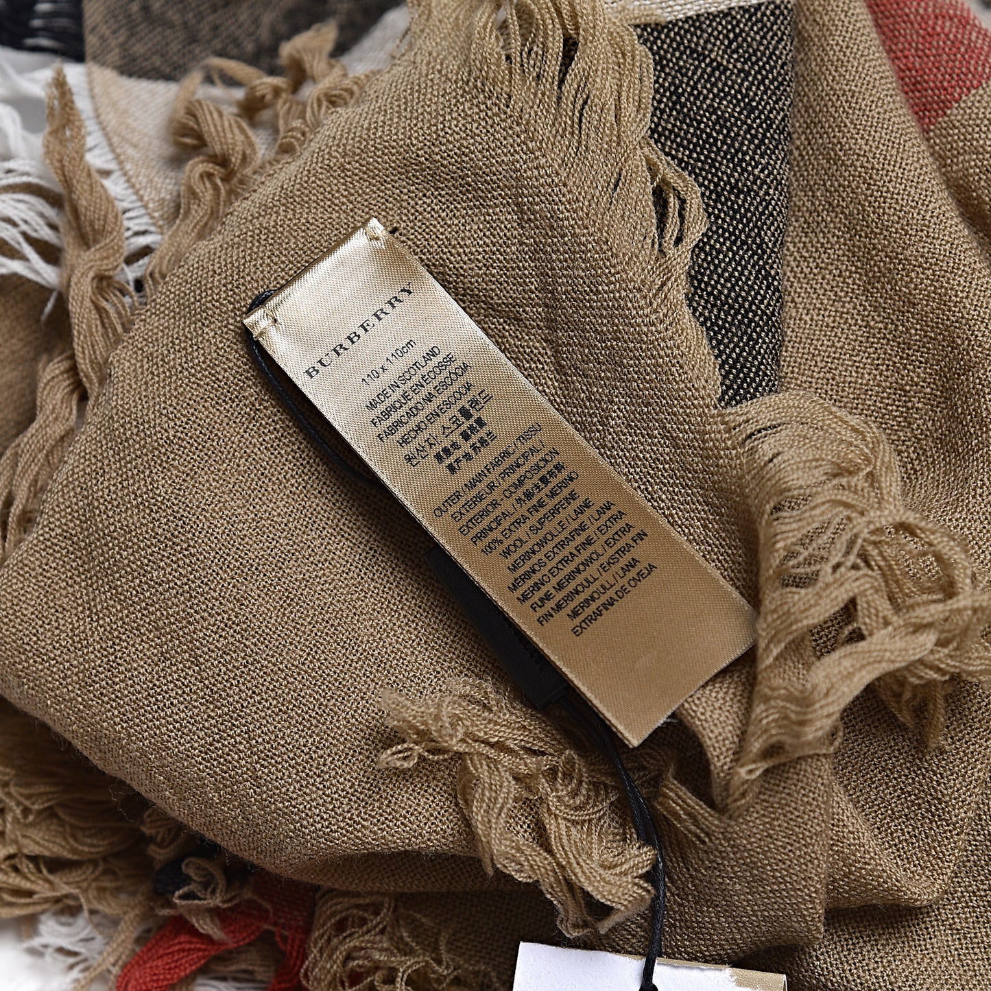 Merino Wool House Check Square Scarf Brown
