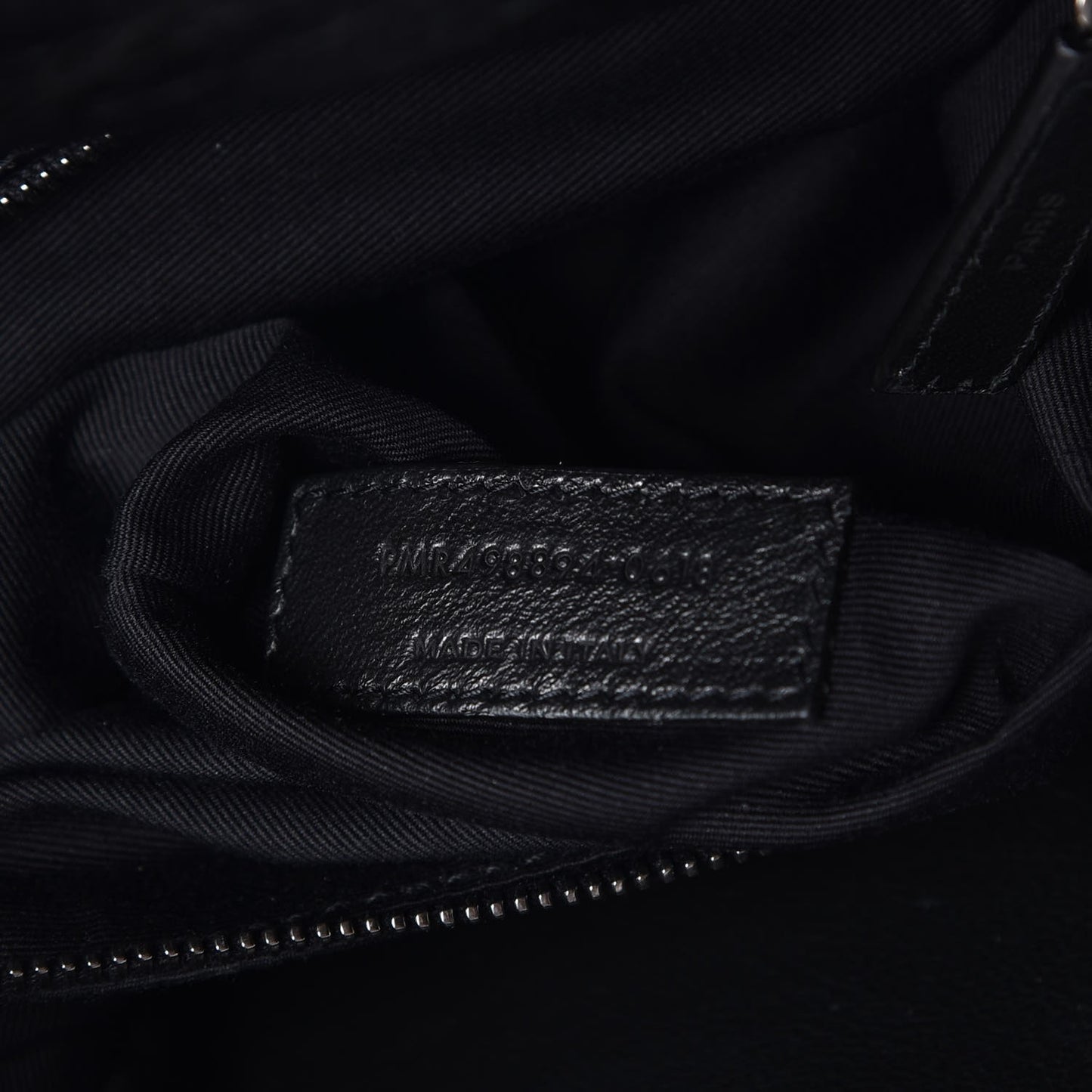 Crinkled Calfskin Matelasse Monogram Medium Niki Chain Satchel Black