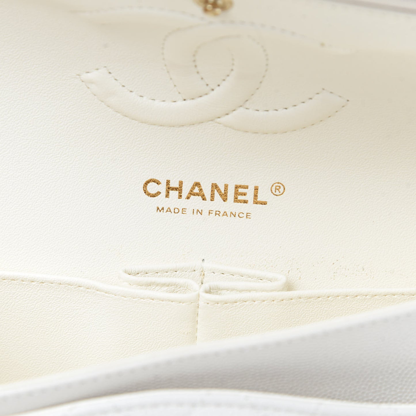 Caviar Quilted Medium Double Flap White
