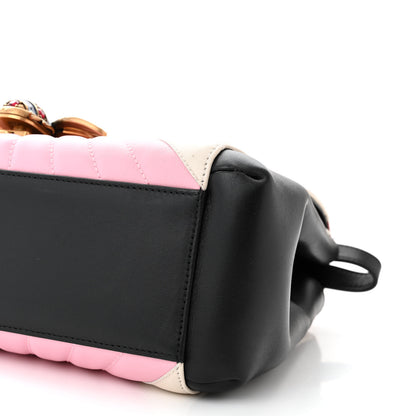 Gucci Calfskin Bamboo Trapuntata Queen Margaret Top Handle Bag Blue Agata Hibiscus Red Mystic White Sugar Pink 10 of 10