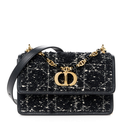 Christian Dior Tweed Macrocannage Mini Miss Caro Bag Black White 1 of 12
