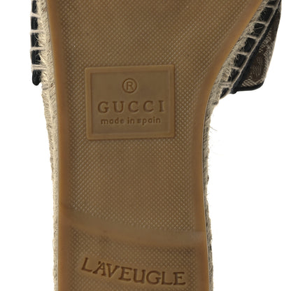 Gucci Monogram Matelasse GG Marmont Espadrille 20mm Slide Sandals 37.5 Beige Ebony Black 8 of 14