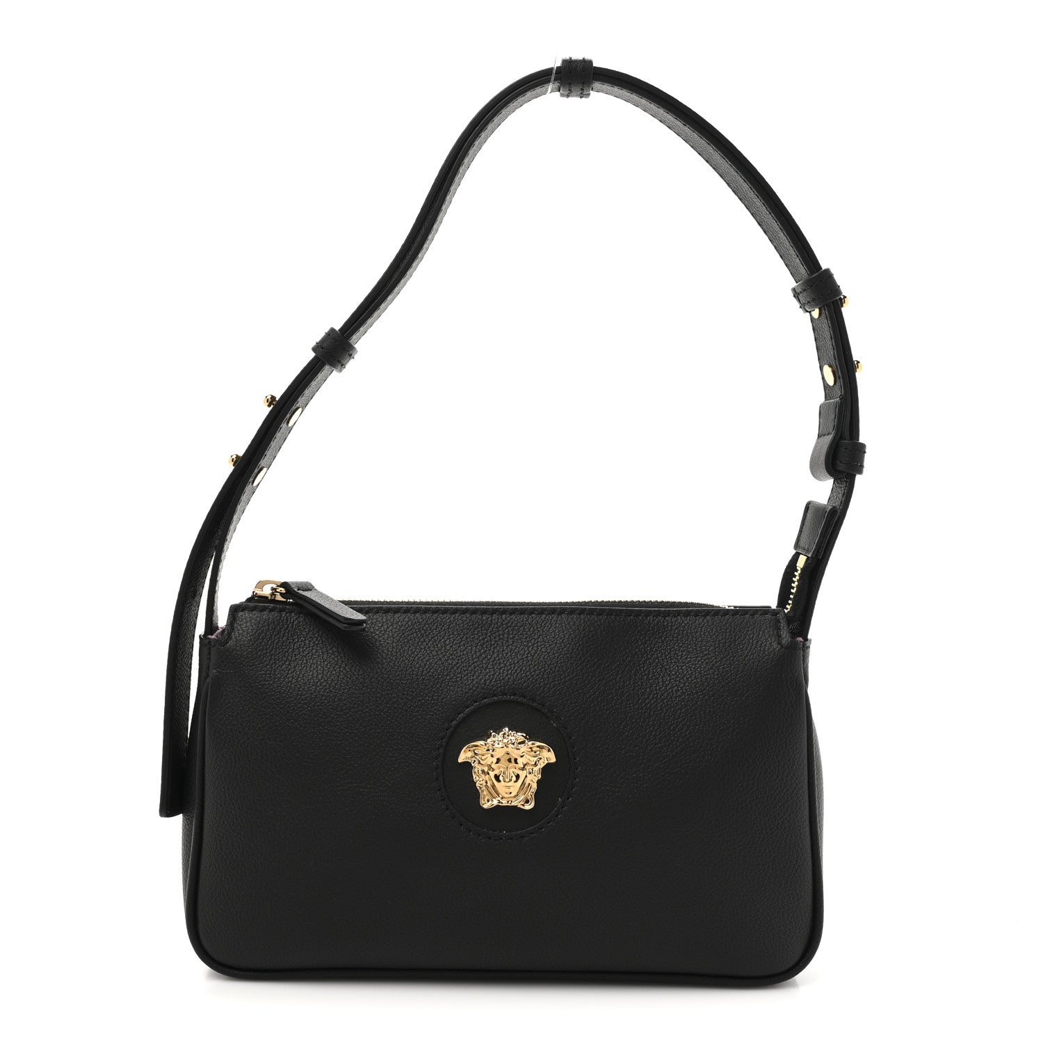 Versace Grained Calfskin Medusa Shoulder Bag Black 1 of 9