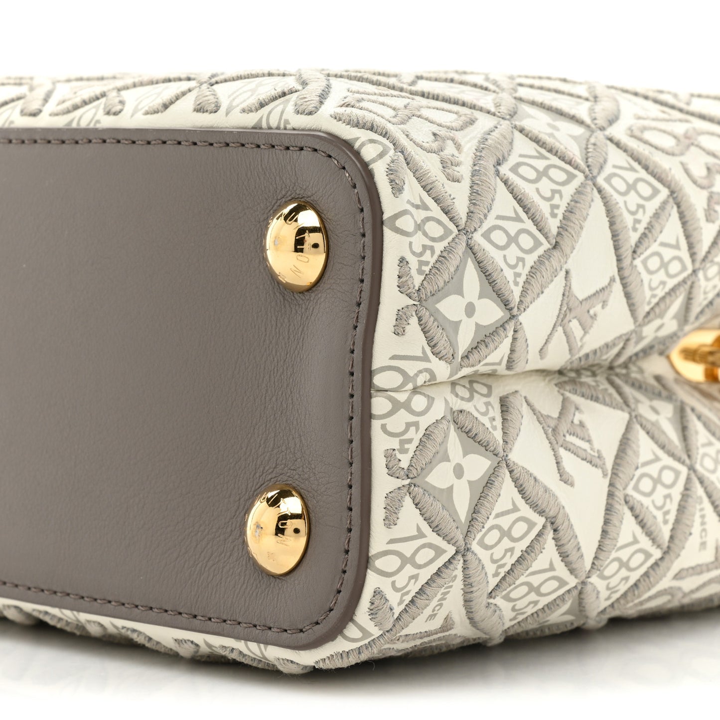 Calfskin Since 1854 Embroidered Capucines BB Ecru Taupe