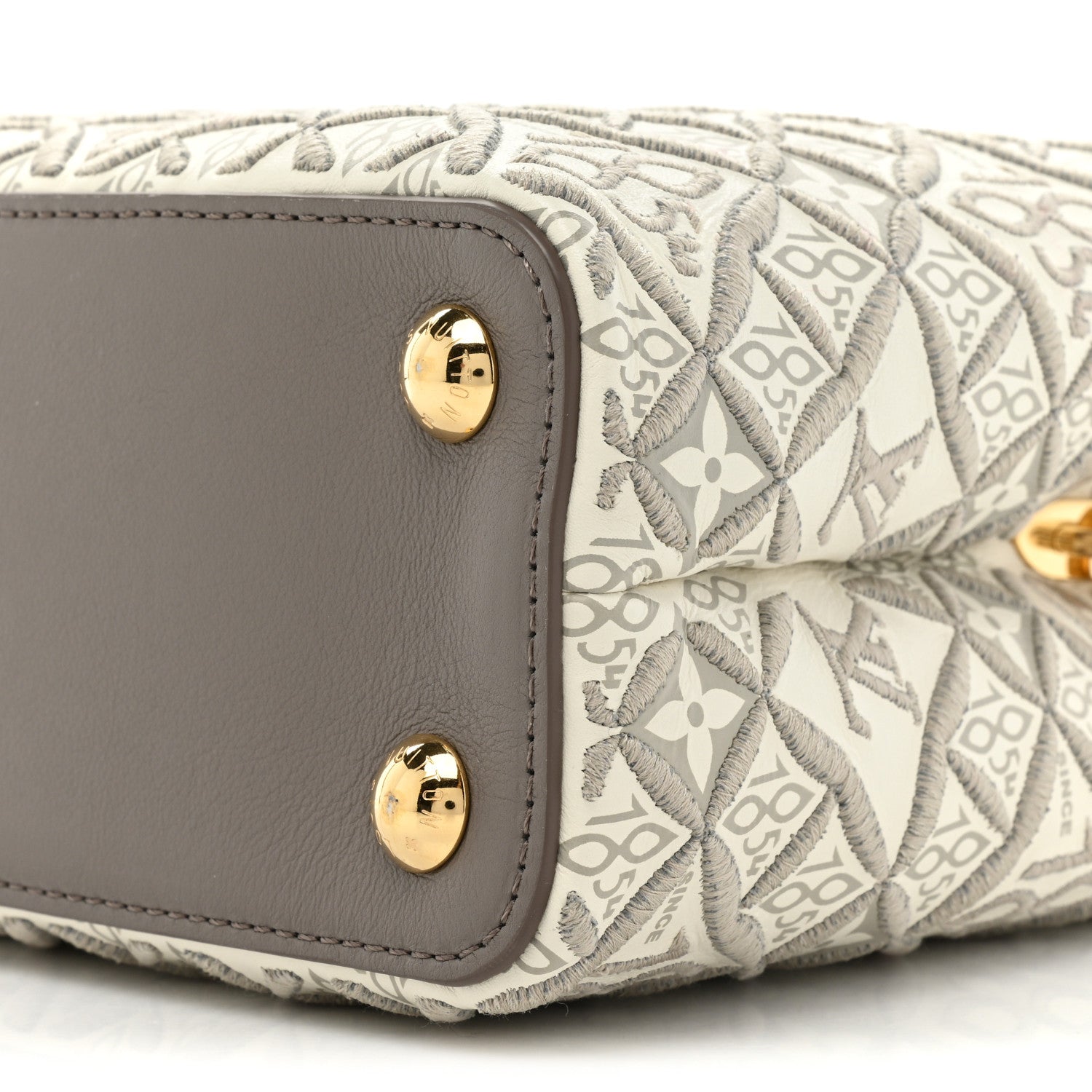 Louis Vuitton Calfskin Since 1854 Embroidered Capucines BB Ecru Taupe 8 of 13