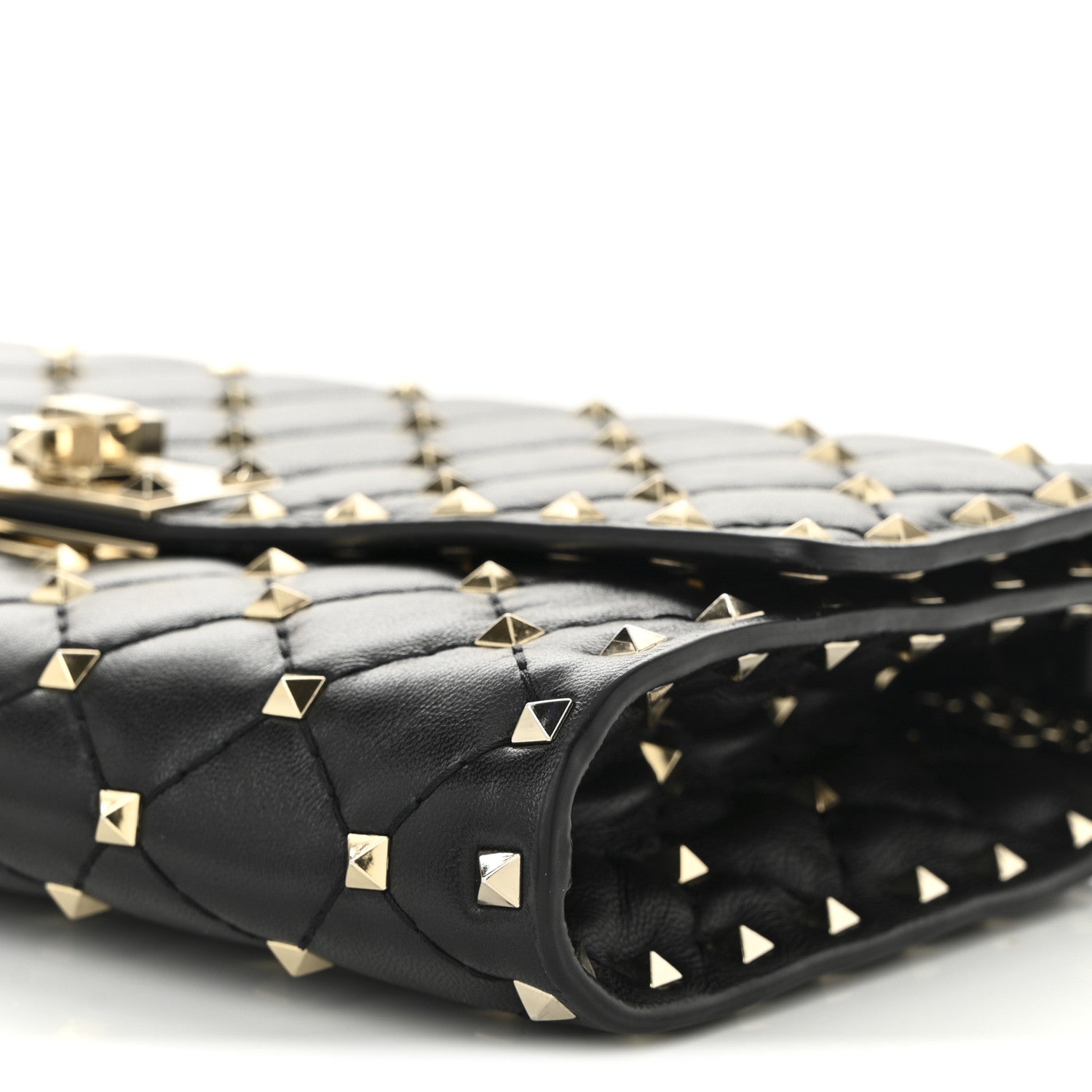 Valentino Garavani Lambskin Rockstud Spike Wallet on Chain Black 9 of 10