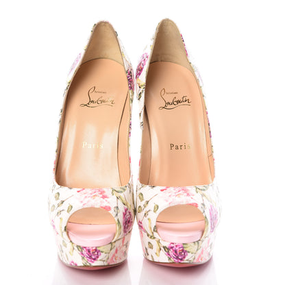 Christian Louboutin Watersnake Fiori Fetish Peep 150 Pumps 38.5 Latte Pompadour 2 of 7