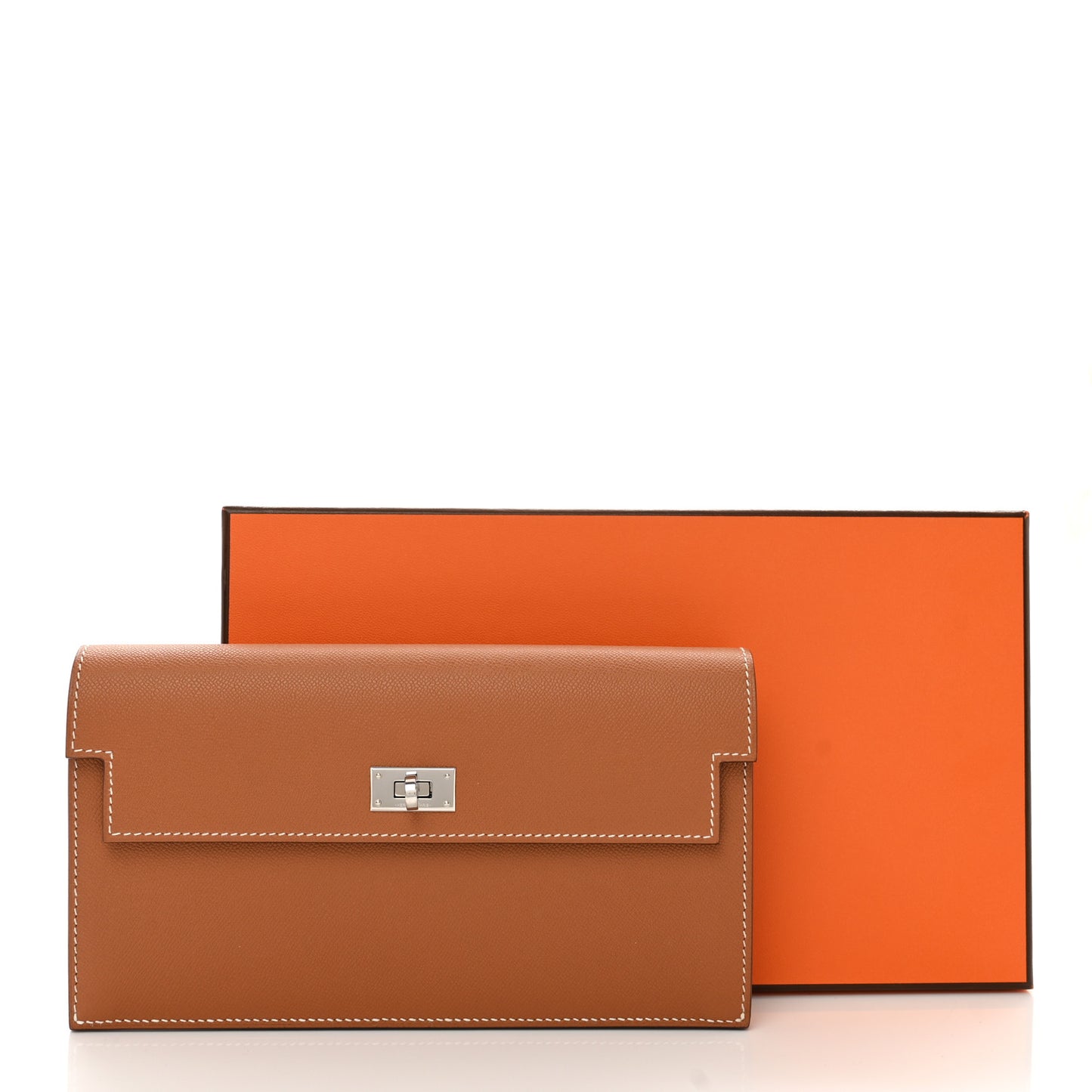 Madame Calfskin Kelly Pocket Long Wallet Gold