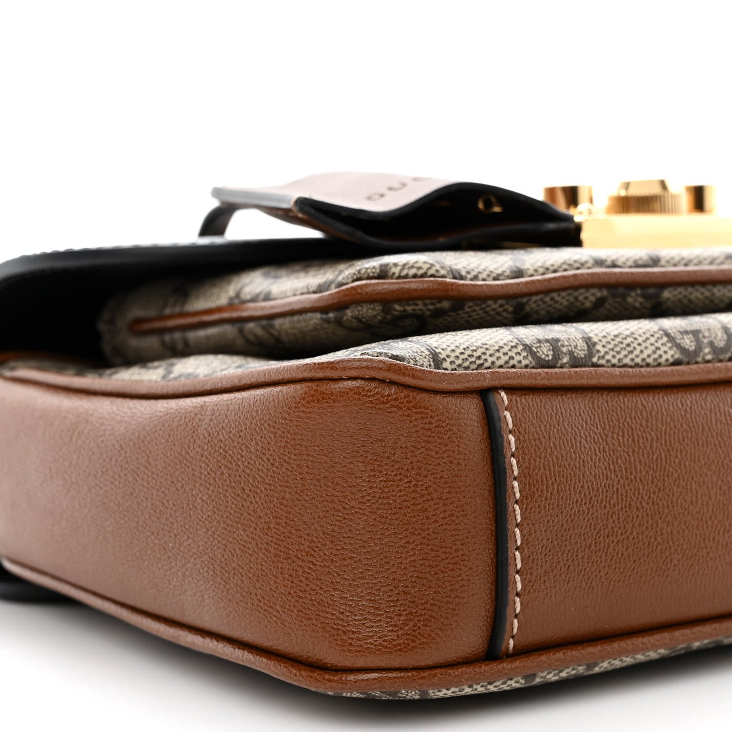 GG Supreme Monogram New Sakai Lux Calfskin Mini Padlock Flap Pocket Shoulder Bag Beige Ebony Black Cuir
