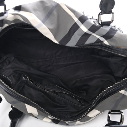 Burberry Nylon Beat Check Studded Medium Edenham Satchel Black 4 of 4