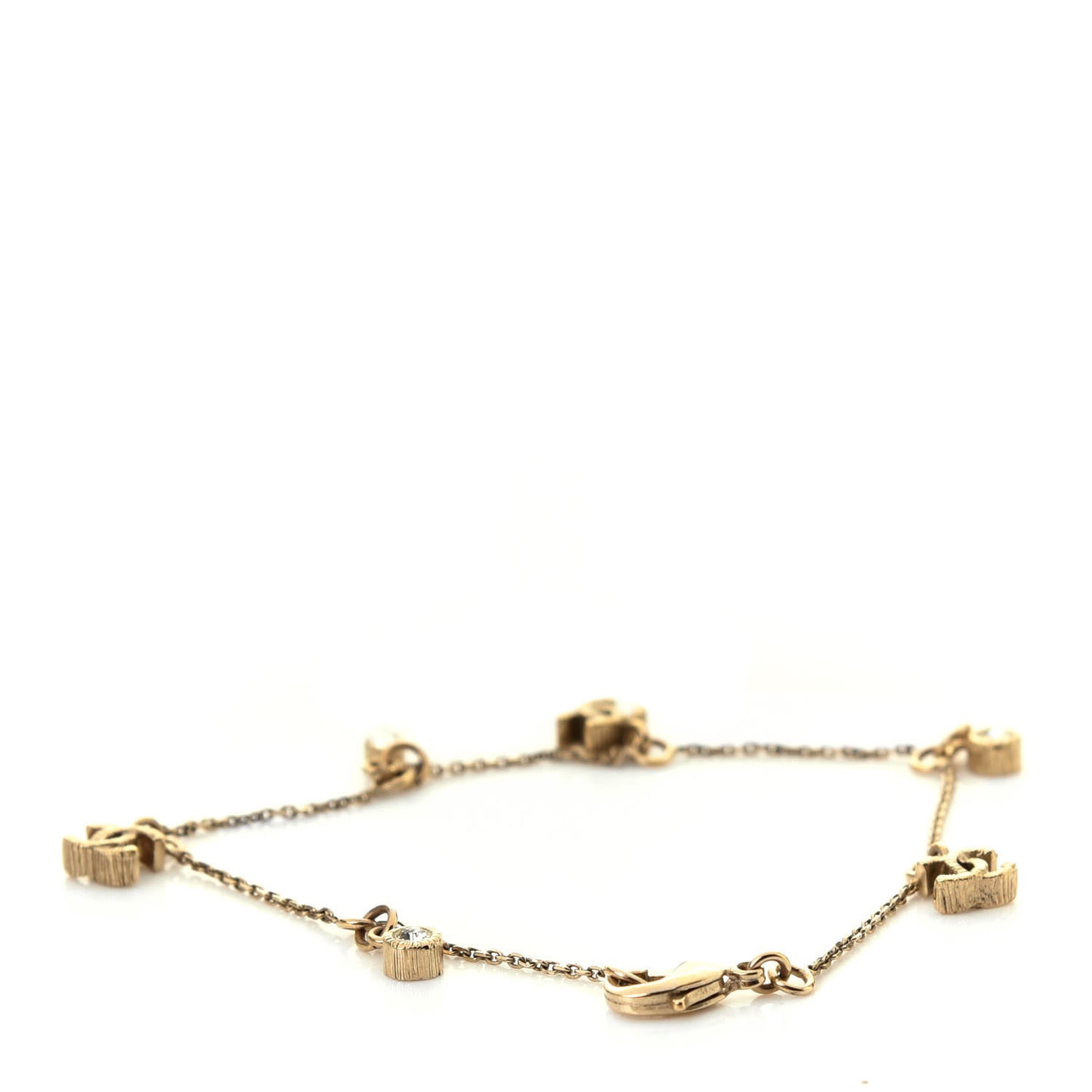 Crystal Charm CC Bracelet Gold