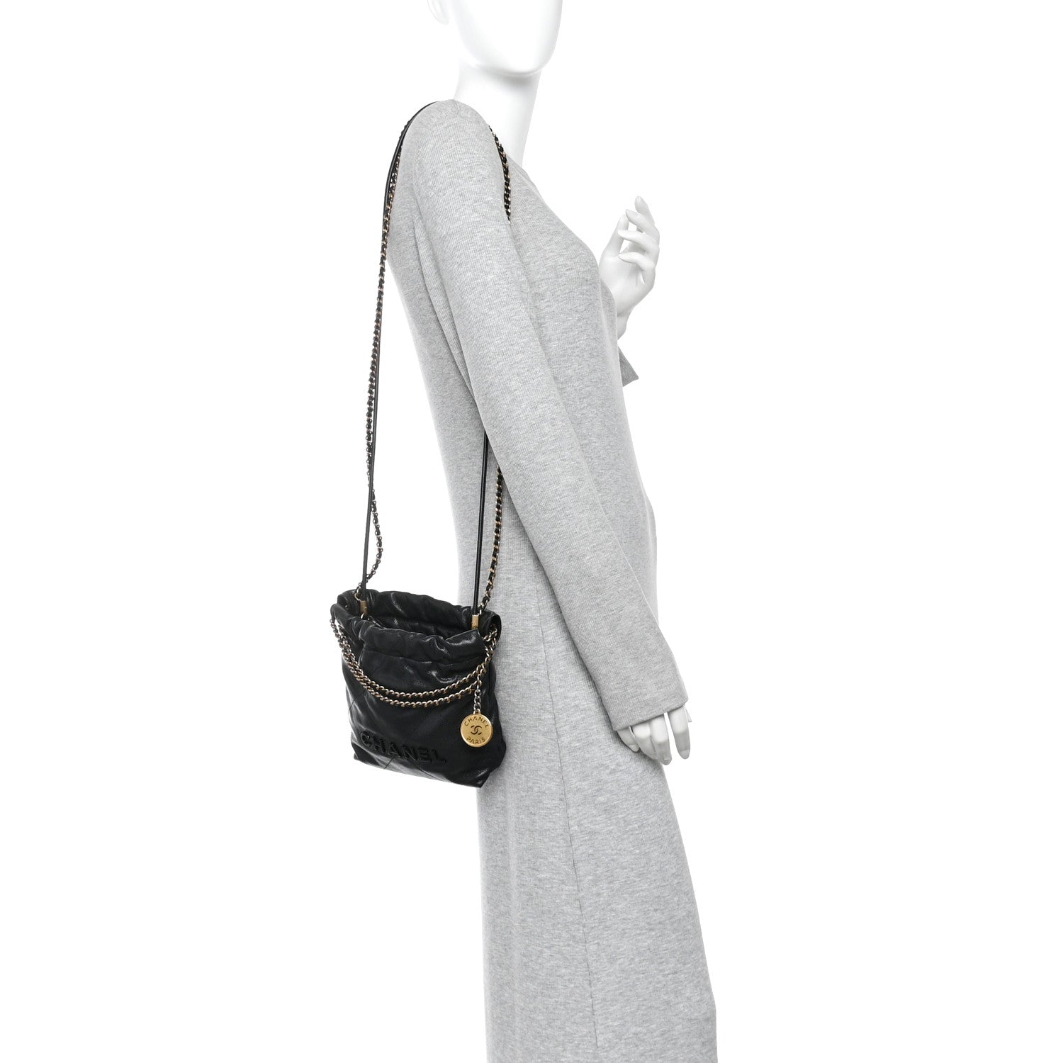 Chanel Shiny Caviar Quilted Monochrome Mini Chanel 22 Black 2 of 11