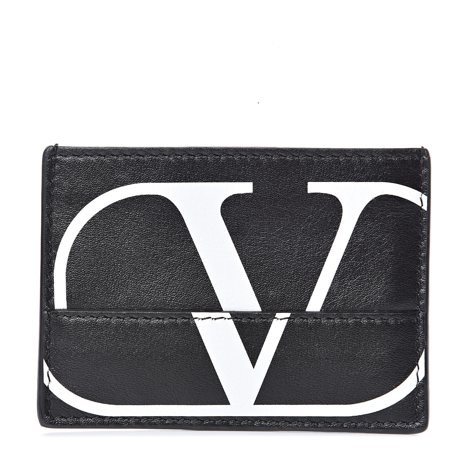 Valentino Garavani Calfskin Go Logo Card Holder Black 1 of 8