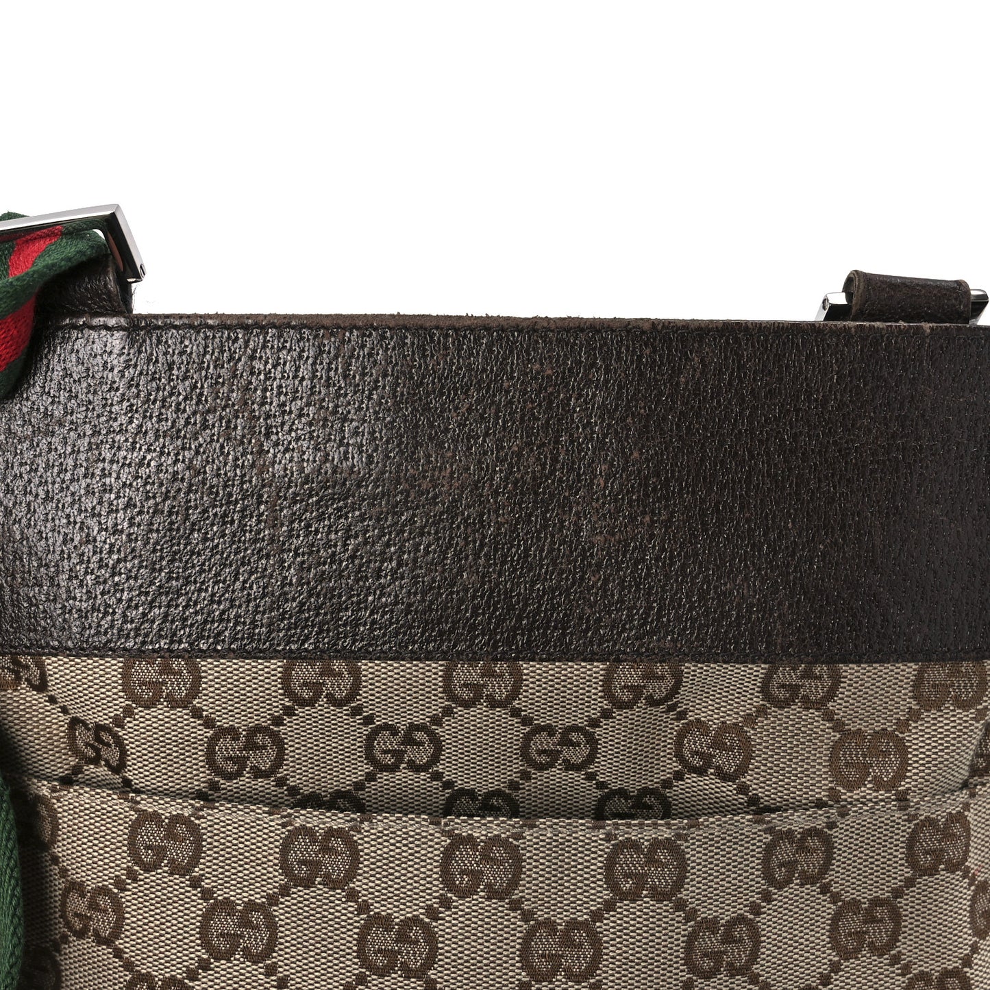 GG Monogram Web Messenger Crossbody Bag Dark Brown