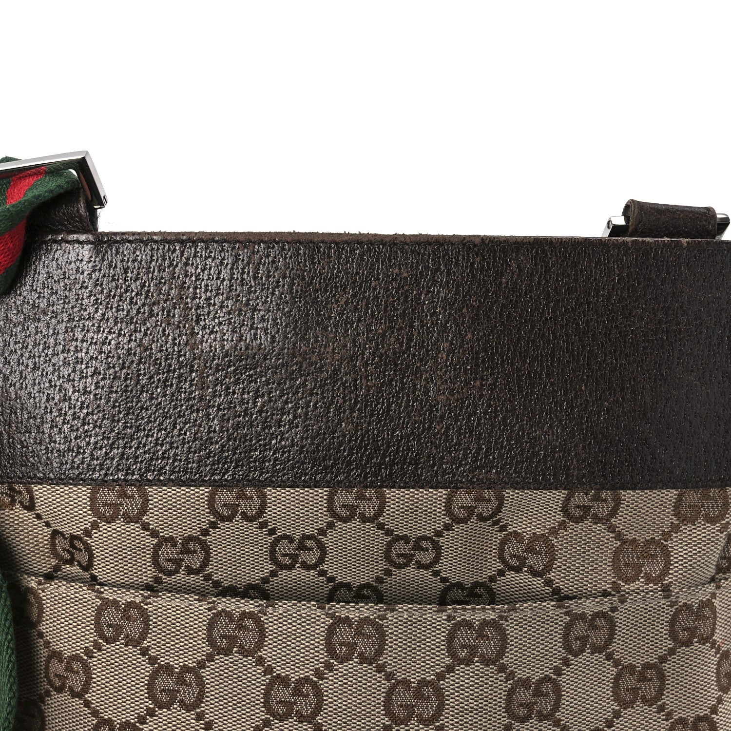 Gucci GG Monogram Web Messenger Crossbody Bag Dark Brown 15 of 16