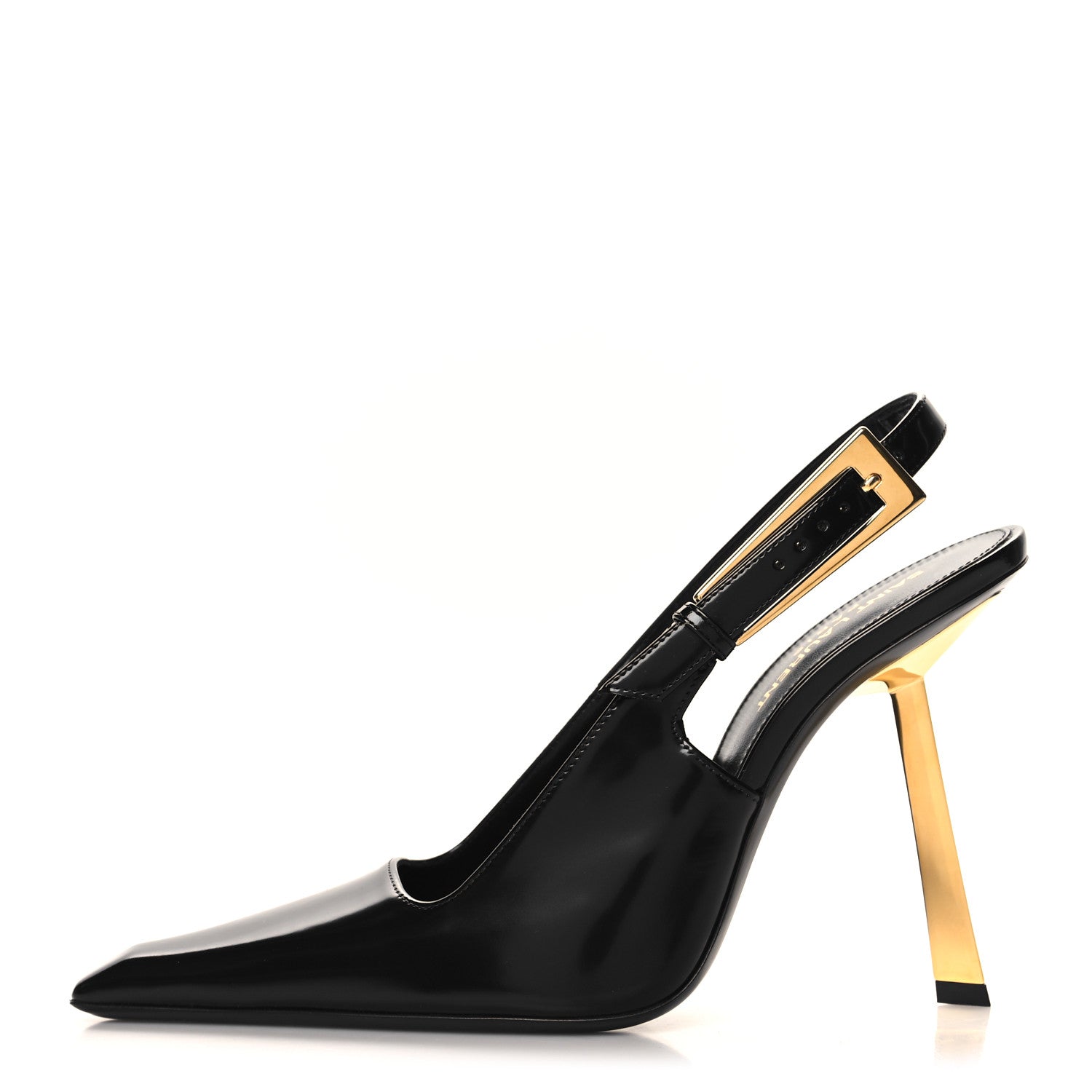 Saint Laurent Glazed Calfskin Lee Slingback Pumps 38 Black 1 of 9
