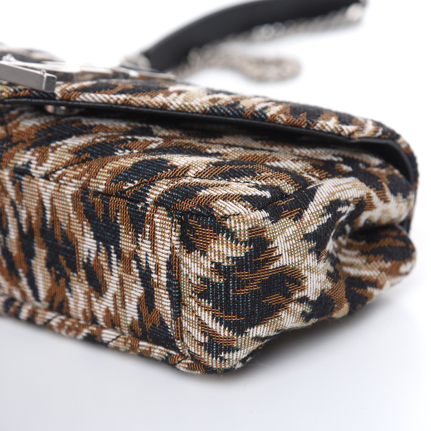 Saint Laurent Jacquard Leopard Matelasse Chevron Monogram Baby Chain Bag Black 10 of 11