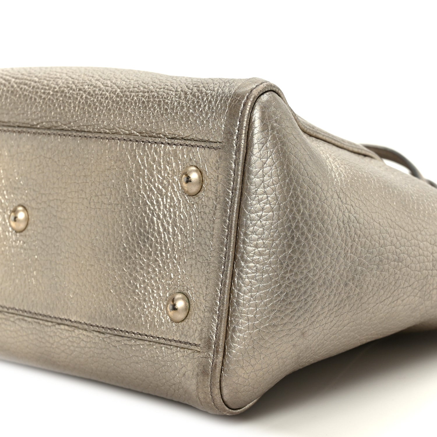 Gucci Metallic Pebbled Calfskin Small Soho Top Handle Bag Golden Beige 11 of 11