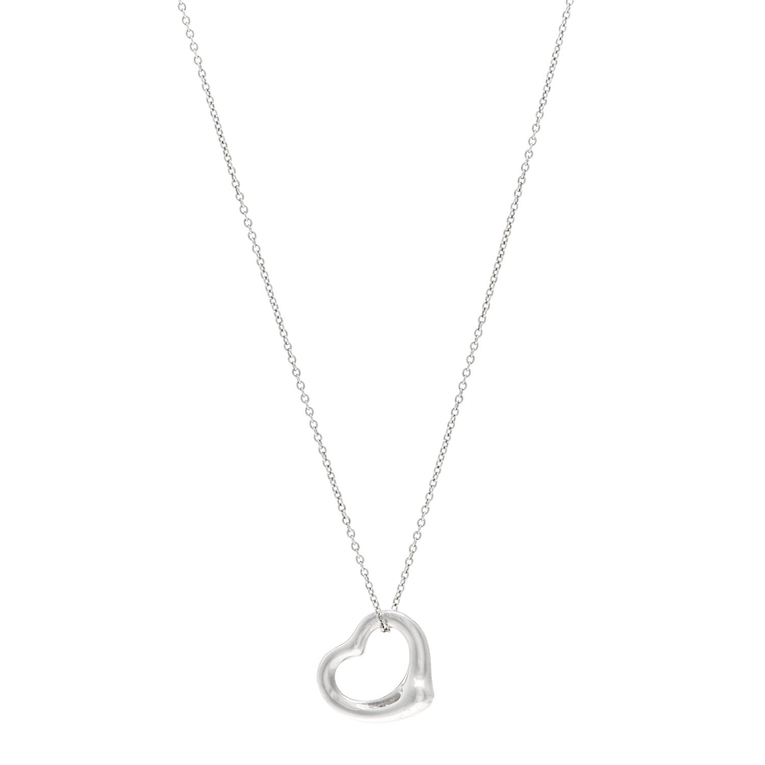 Tiffany Sterling Silver 16mm Elsa Peretti Open Heart Pendant Necklace 1 of 4